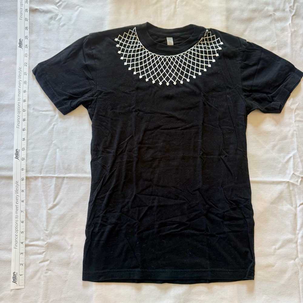 Black T-Shirt with White Geometric Design